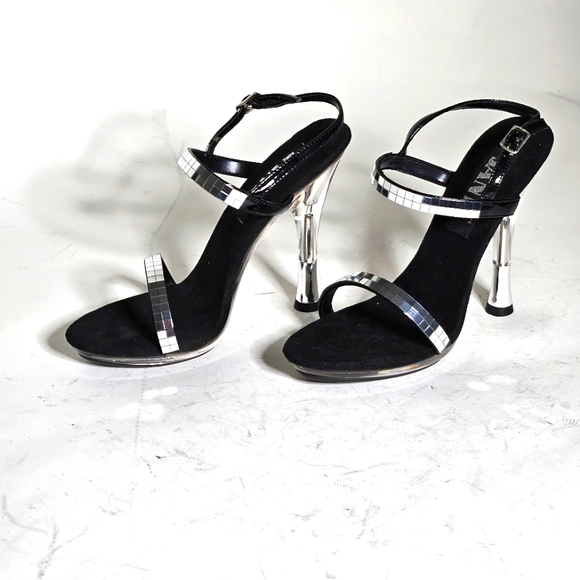 Jante Black with mirrors on the straps 4 inch Heels . Size 6 - Picture 6 of 11